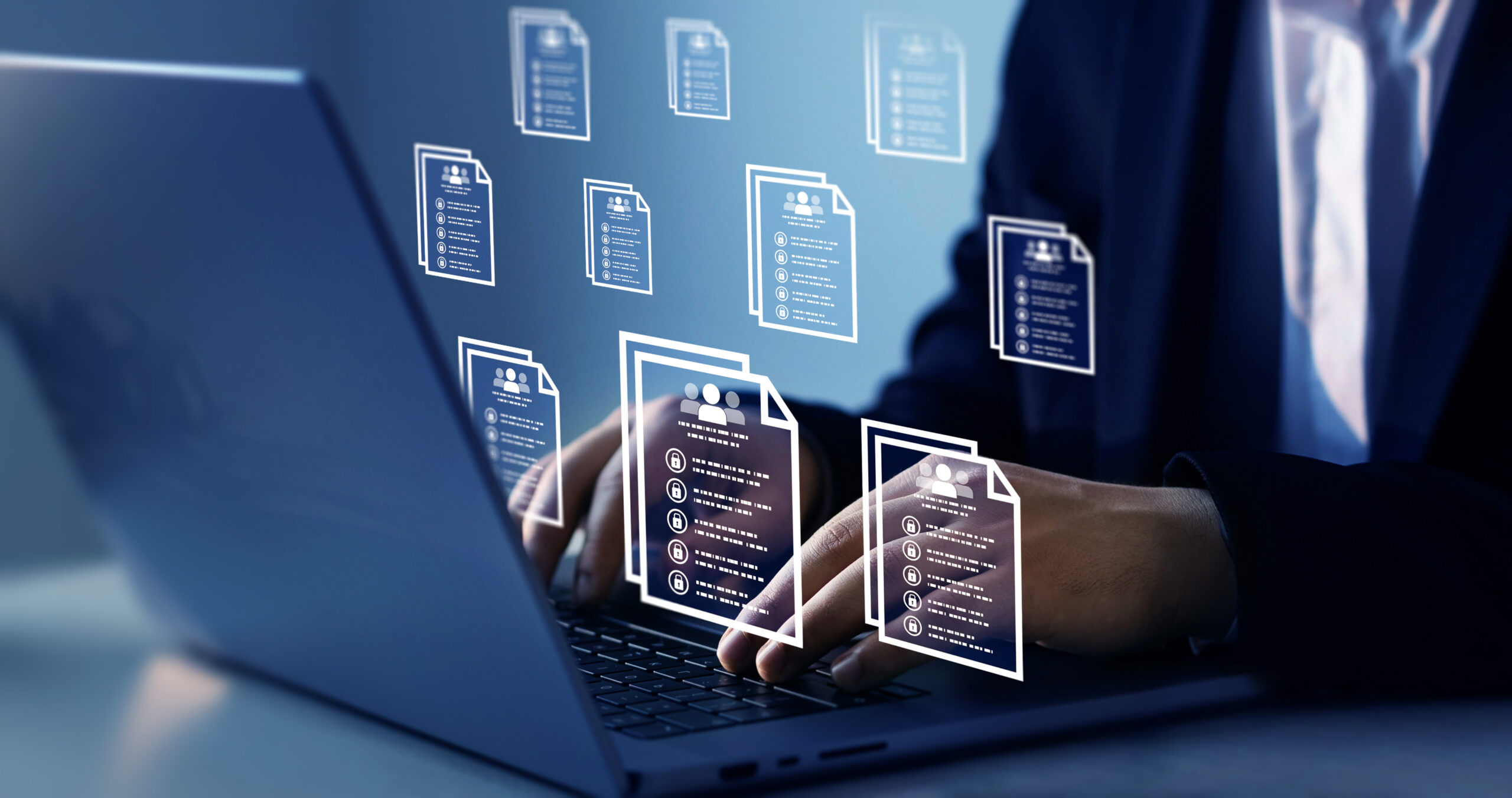 Protecting herself from cyber attacks. Documents confidentiality,cyber security protection concept. Software for security, searching and managing corporate document and employee information. sécurité particuliers valais alarmes