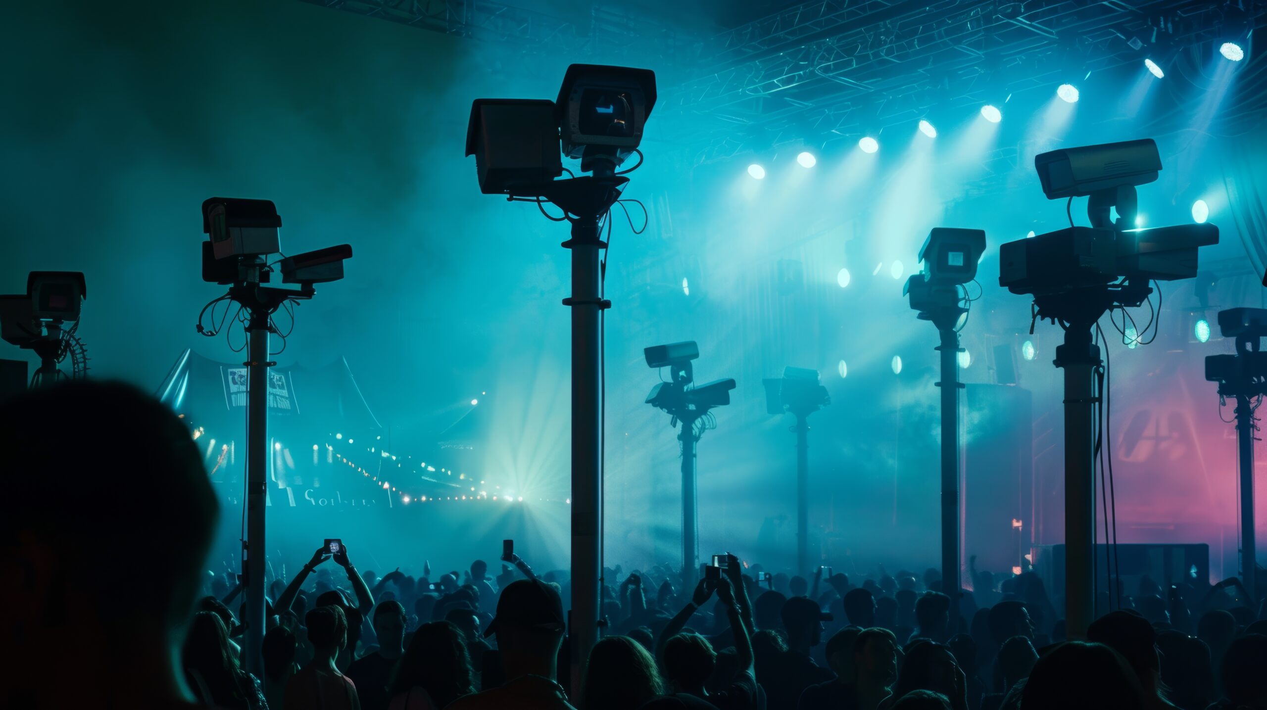 Crowd Safety and Security at Outdoor Music Festival with Surveillance Cameras sécurité entreprises valais vidéosurveillance