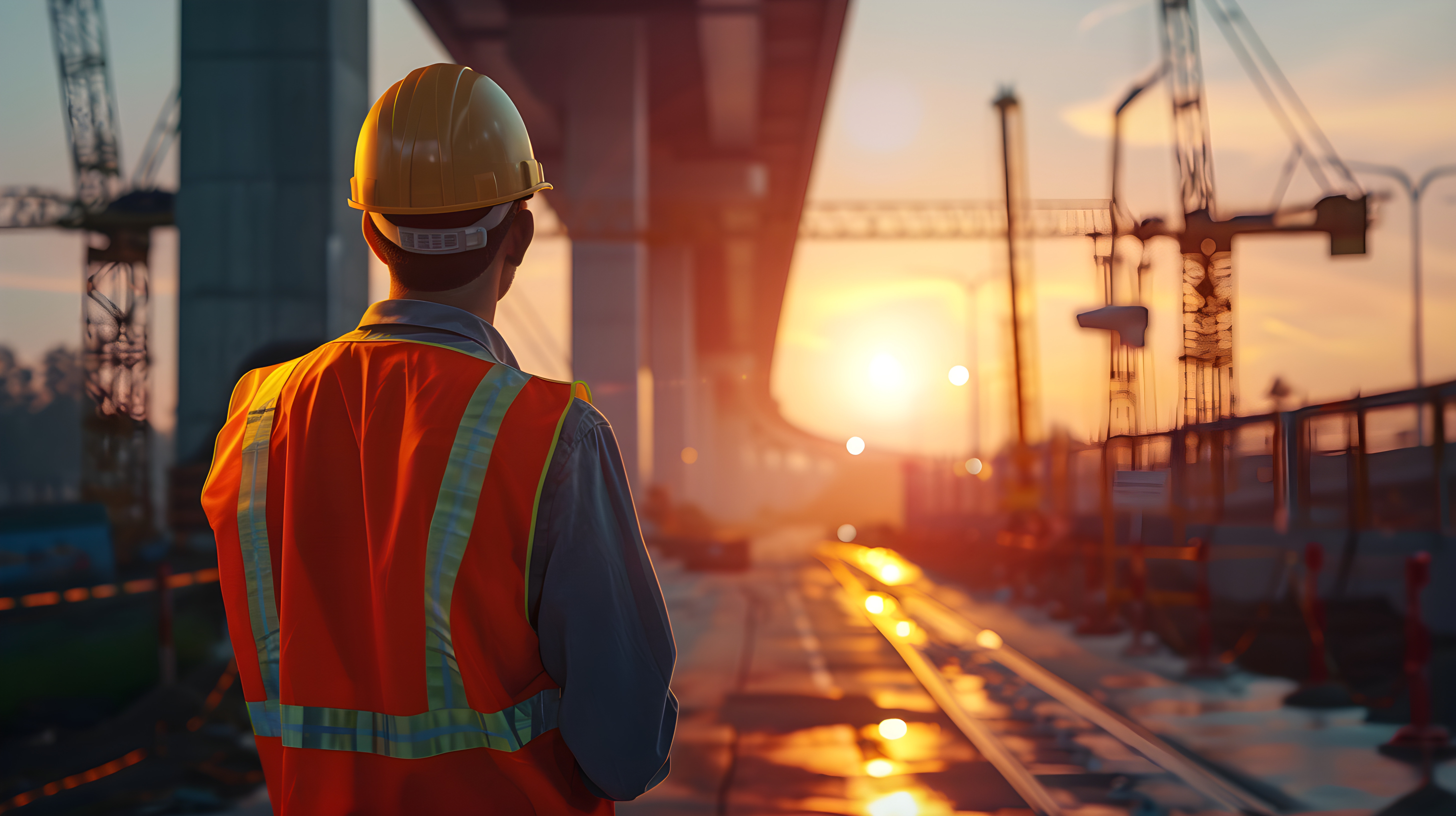 Inspecteur de chantier vérifiant la construction de routes et ponts